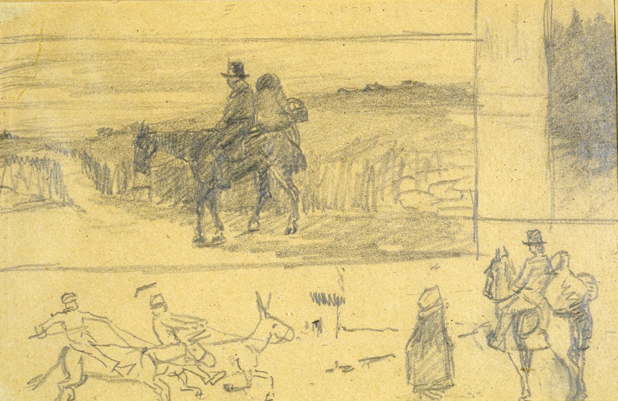 En irsk vogn (blyant på papir) av Edith Oenone Anna Somerville