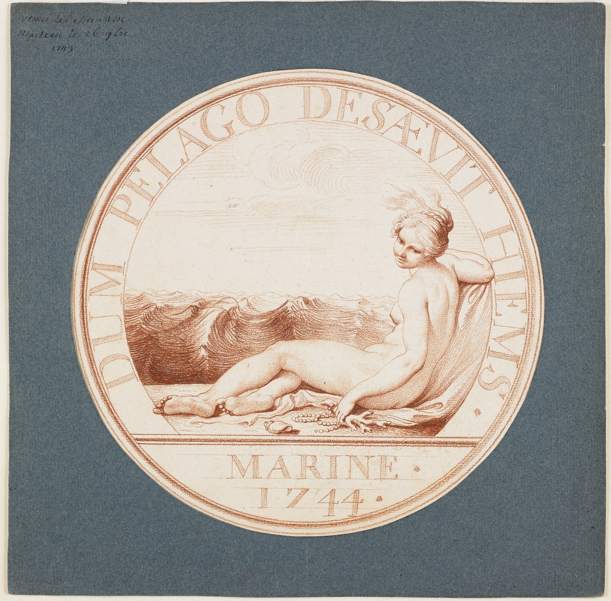 Marine Allegory, ca. 1743 (rødt kritt) av Edmé Bouchardon