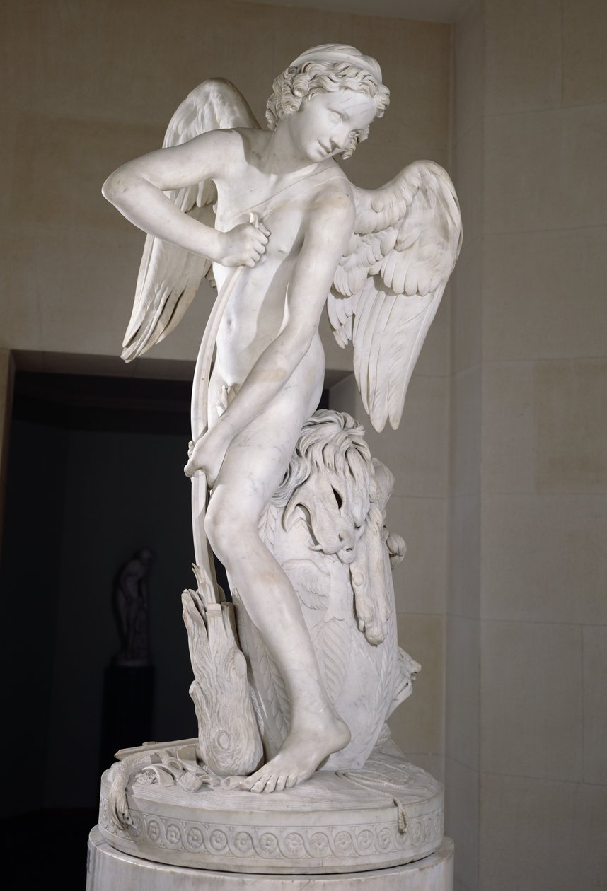 Amor som skjærer ut buen fra Hercules-klubben, 1747-50 (marmor) (se også 234450) av Edmé Bouchardon