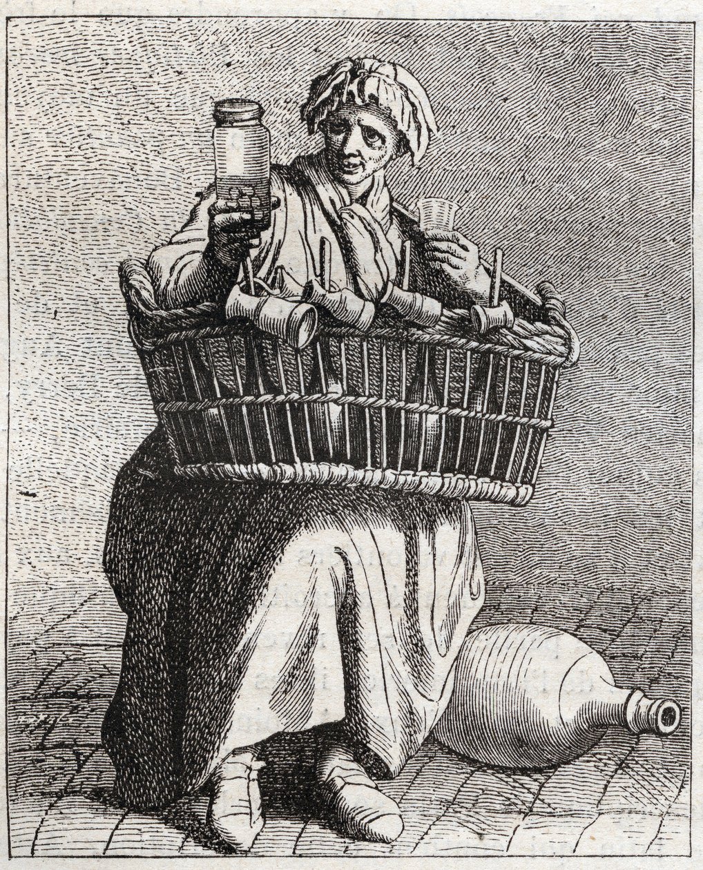 Le marchand de cognac - Pepetit metier de Paris (Études prises dans le bas Peuple, ou les Cris de Paris) - engraving by Edme Bouchardon (1698-1762) av Edmé Bouchardon