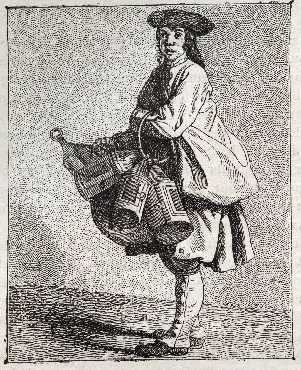 Le marchand de lanternes - Pepetit metier de Paris (Études prises dans le bas Peuple, ou les Cris de Paris) - engraving by Edme Bouchardon (1698-1762) av Edmé Bouchardon
