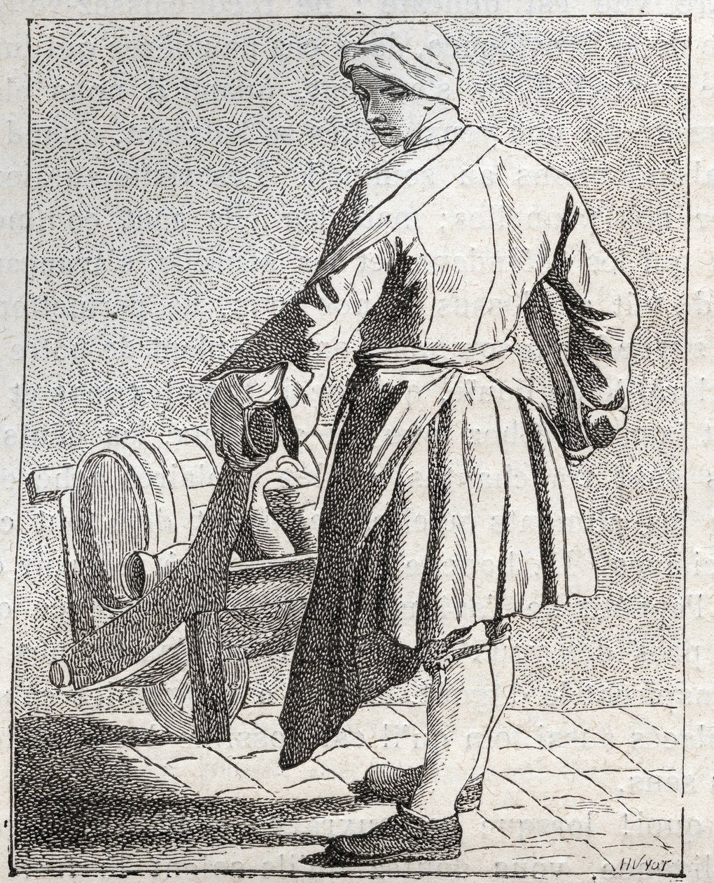 Eddikhandleren - Pepetit metier de Paris (Studier tatt i det nedre folket, eller Cris of Paris) - gravering av Edme Bouchardon (1698-1762) av Edmé Bouchardon