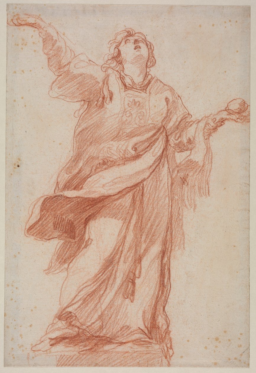 Saint Stephen in Ecstasy (rødt kritt på papir) av Edmé Bouchardon