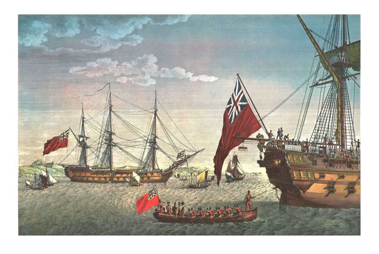 Napoleon går ombord i Northumberland for sin reise til St Helena, 8. august 1815, c1850 av Edme Bovinet
