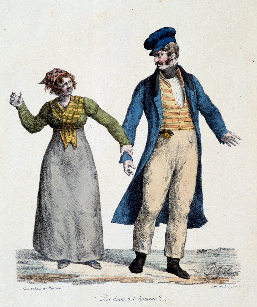 Prostitusjon: "" Say so handsome man"" - Populære scener av Edme Jean Pigal (1798-1872), litogafi 1824 - Musee Dobree, Nantes av Edme Jean (after) Pigal