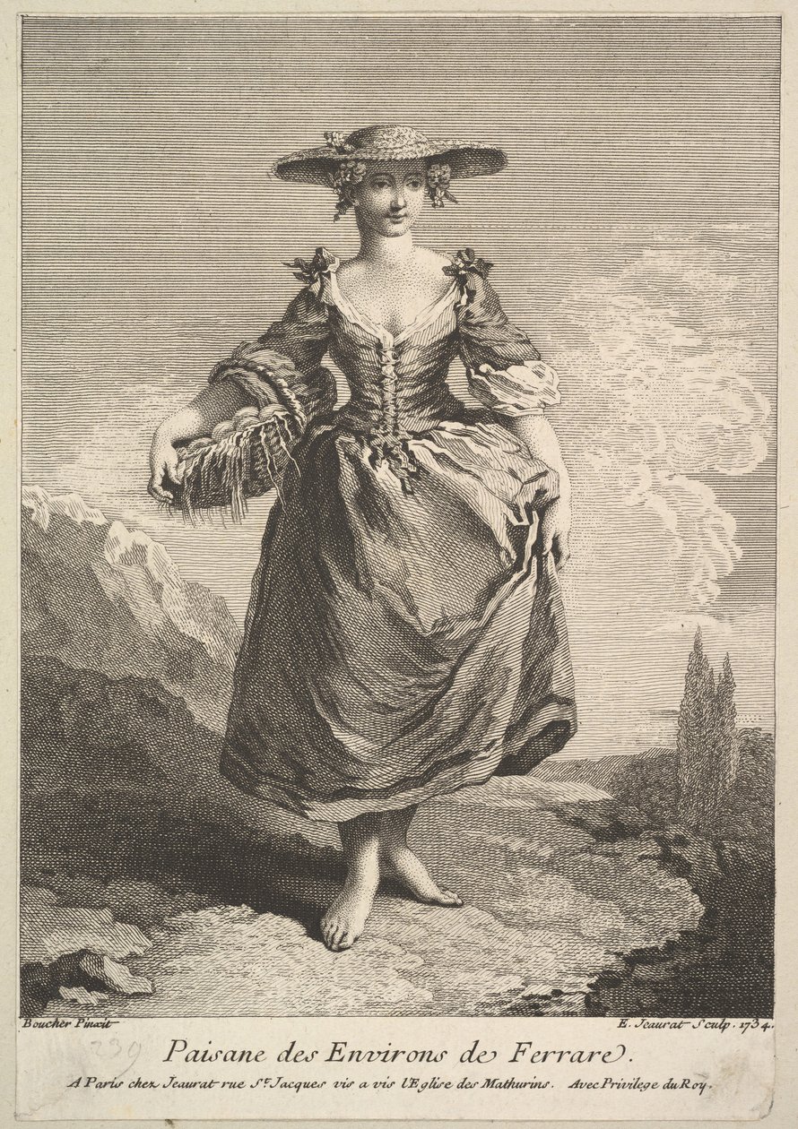 Bondekvinne fra Ferrara rundt, 1734. av Edme Jeaurat