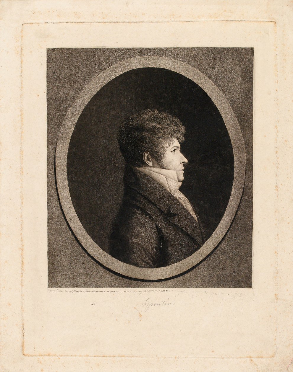Portrett av dirigenten og komponisten Gaspare Spontini 1774-1851. av Edme Quenedey