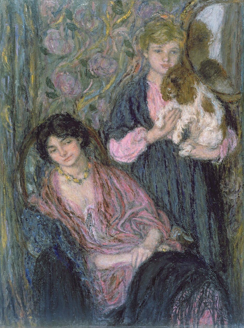 To kvinner med en spaniel av Edmond François Aman Jean