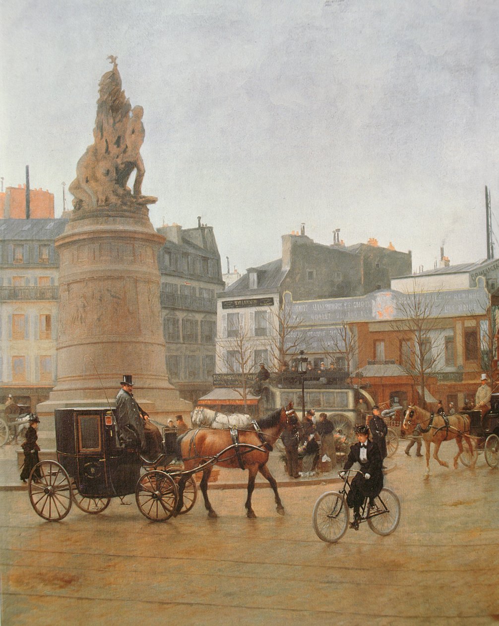 La Place Clichy, Paris, 1896 olje på lerret detalj av 27890 av Edmond Georges Grandjean