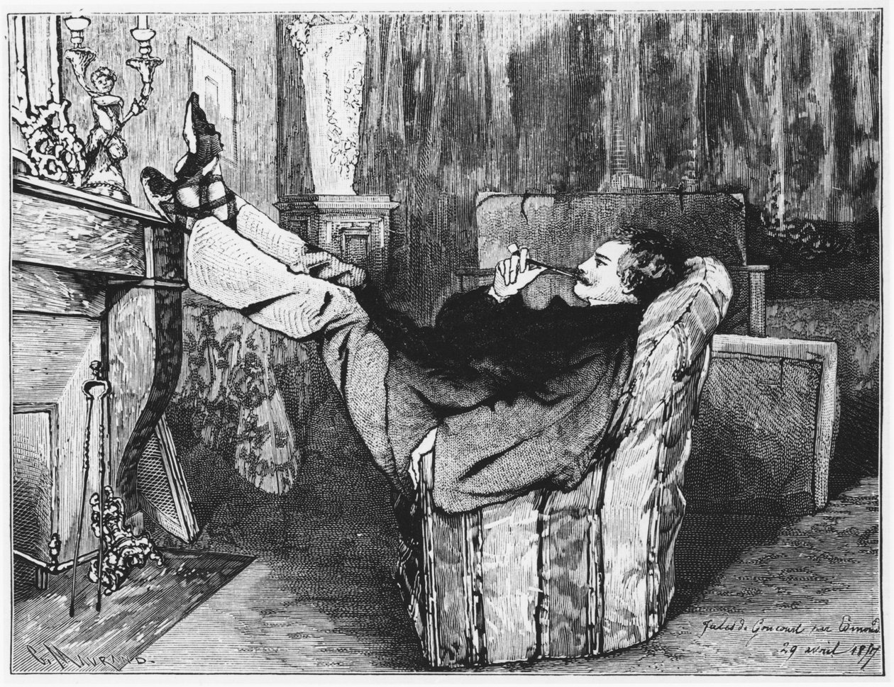 Jules de Goncourt (1830-70) fra Journal av Edmond og Jules de Goncourt, 29. april 1857, gravert av Charles Maurand (bw foto) av Edmond de Goncourt