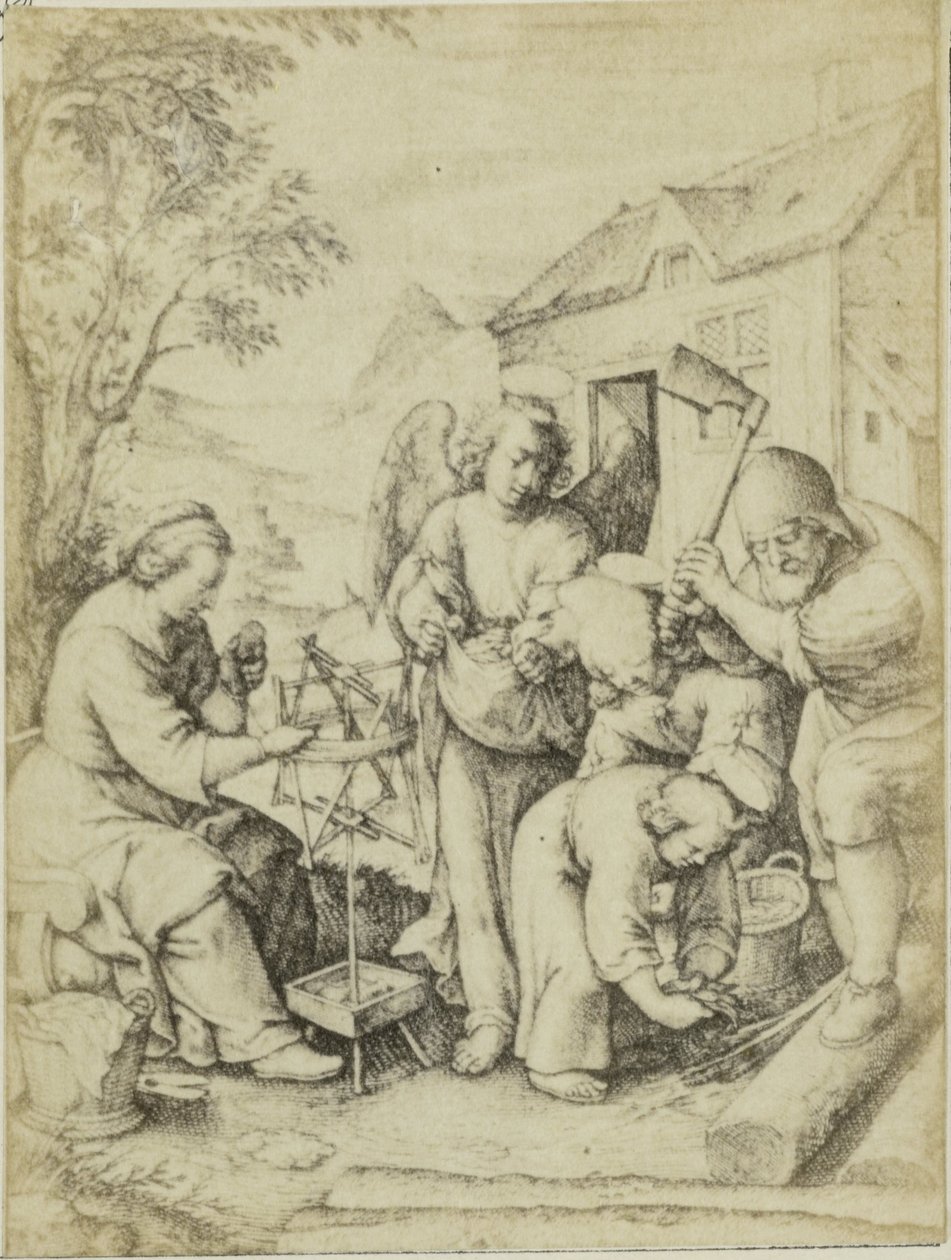 Fotoreproductie van de gravure The chips-dør Hieronymus Wierix Chips (tittel på objekt) av Edmond Fierlants
