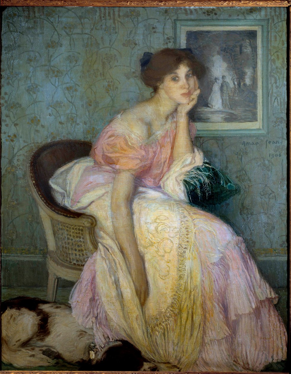 Portrett av frøken Ella Carmichael, guvernante for barn av kunstneren Maleri av Edmond Francois Aman Jean (Aman-Jean, Amand Jean, Aman-Jean av Edmond François Aman Jean