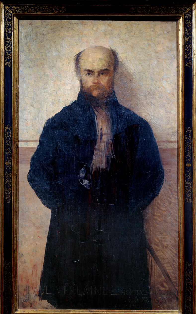 Portrett av Paul Verlaine (1844 - 1896) fransk poet og forfatter. Maleri av Edmond Francois Aman Jean (Aman-Jean, Amand Jean, Aman-Jean av Edmond François Aman Jean