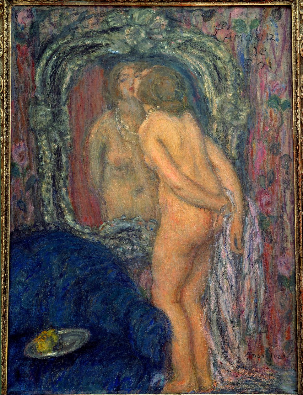 Egenkjærlighet. Maleri av Edmond Francois Aman Jean (Aman-Jean, Amand Jean, Aman-Jean av Edmond François Aman Jean