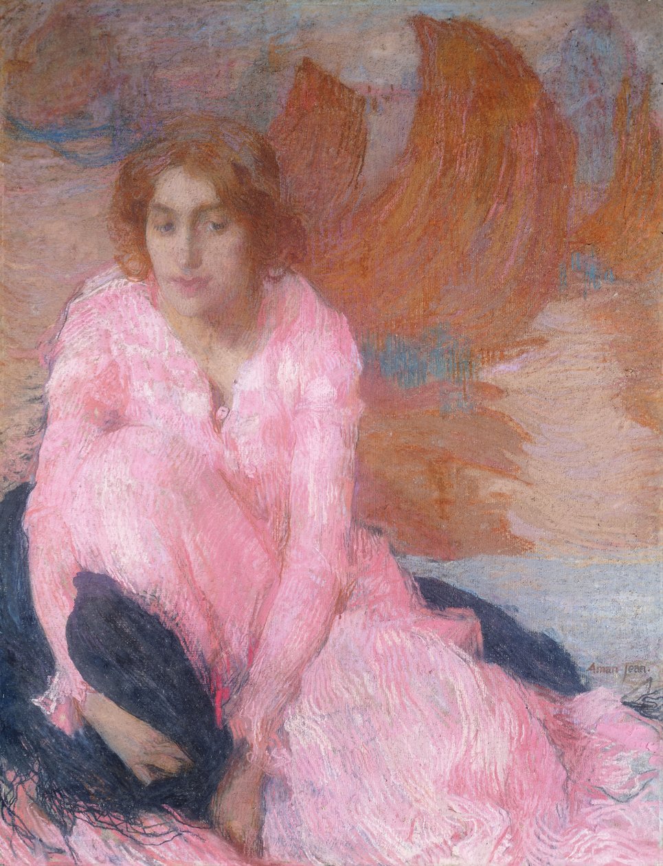 Den rosa kjolen; La Robe Rose, ca. 1898 (pastell) av Edmond François Aman Jean
