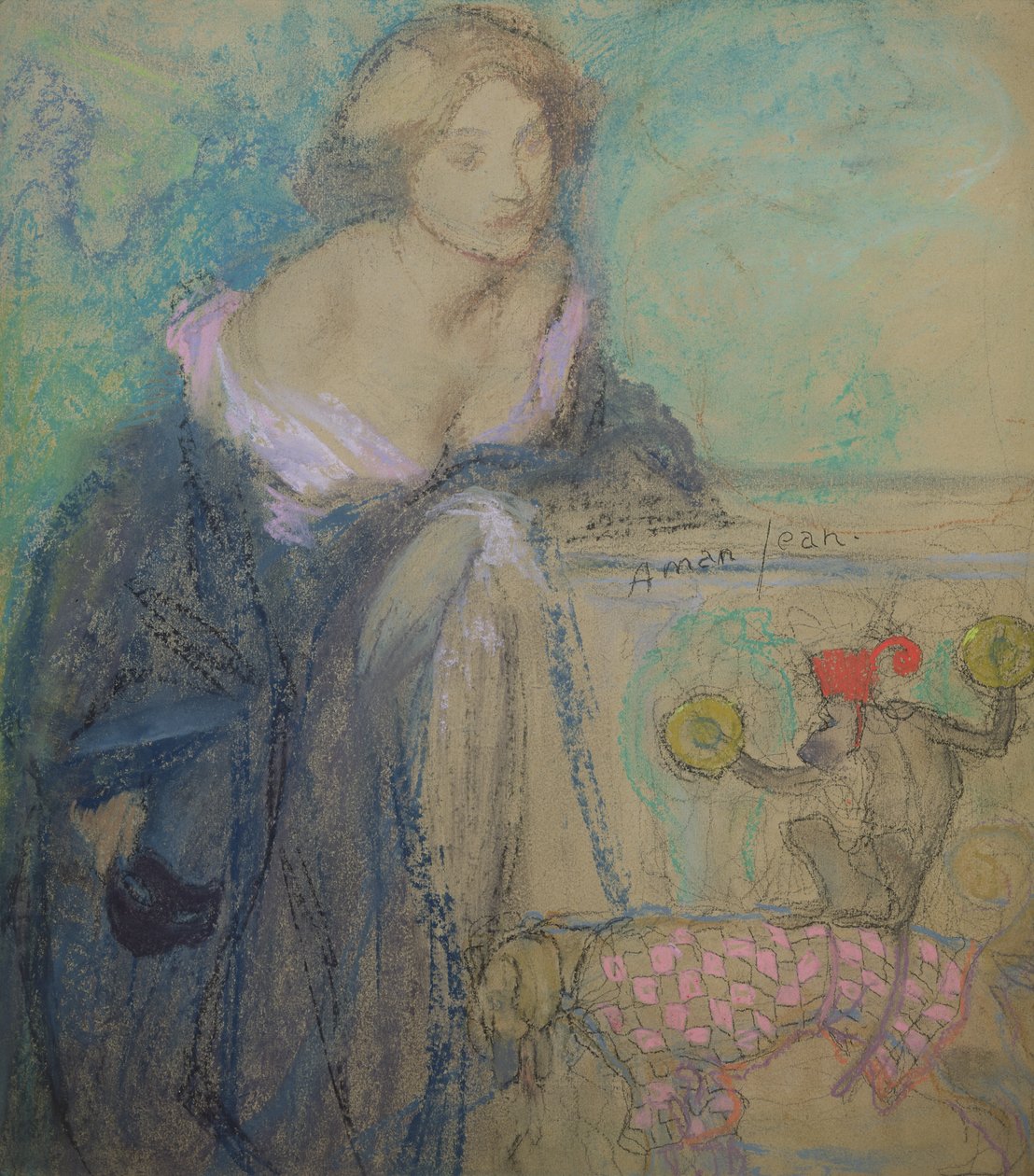Woman with the Mask, 1911 (pastell på papir) av Edmond François Aman Jean