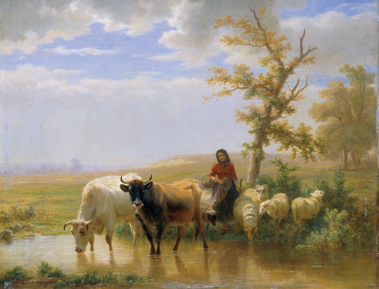 kyr og sauer av Edmond Jean Baptiste Tschaggeny