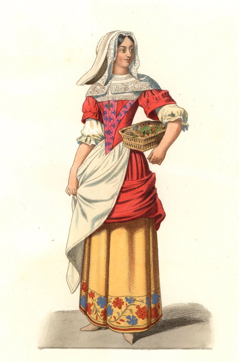 Fransk bonde fra 1600-tallet, fra en gravering av Jean Saint Jean - Litografi fra en illustrasjon av Edmond Lechevallier-Chevignard (1825-1902), fra "Costumes historiques des 16th av Edmond Lechevallier Chevignard