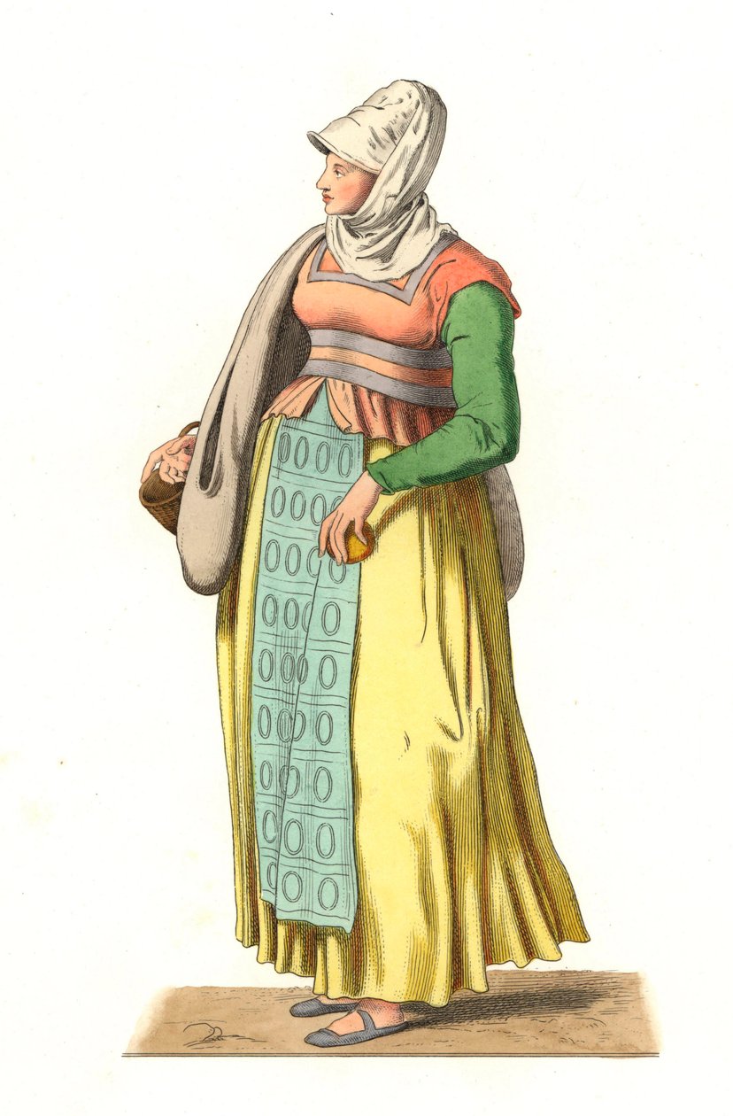 Portugisisk bonde på 1500-tallet - Litografi basert på en illustrasjon av Edmond Lechevallier-Chevignard (1825-1902), fra "" Costumes historiques des 16th av Edmond Lechevallier Chevignard