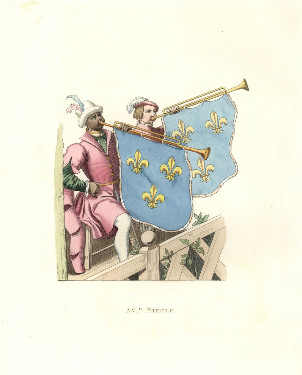 Trompetister ved en turnering, regjering av Frans I av Frankrike. av Edmond Lechevallier Chevignard