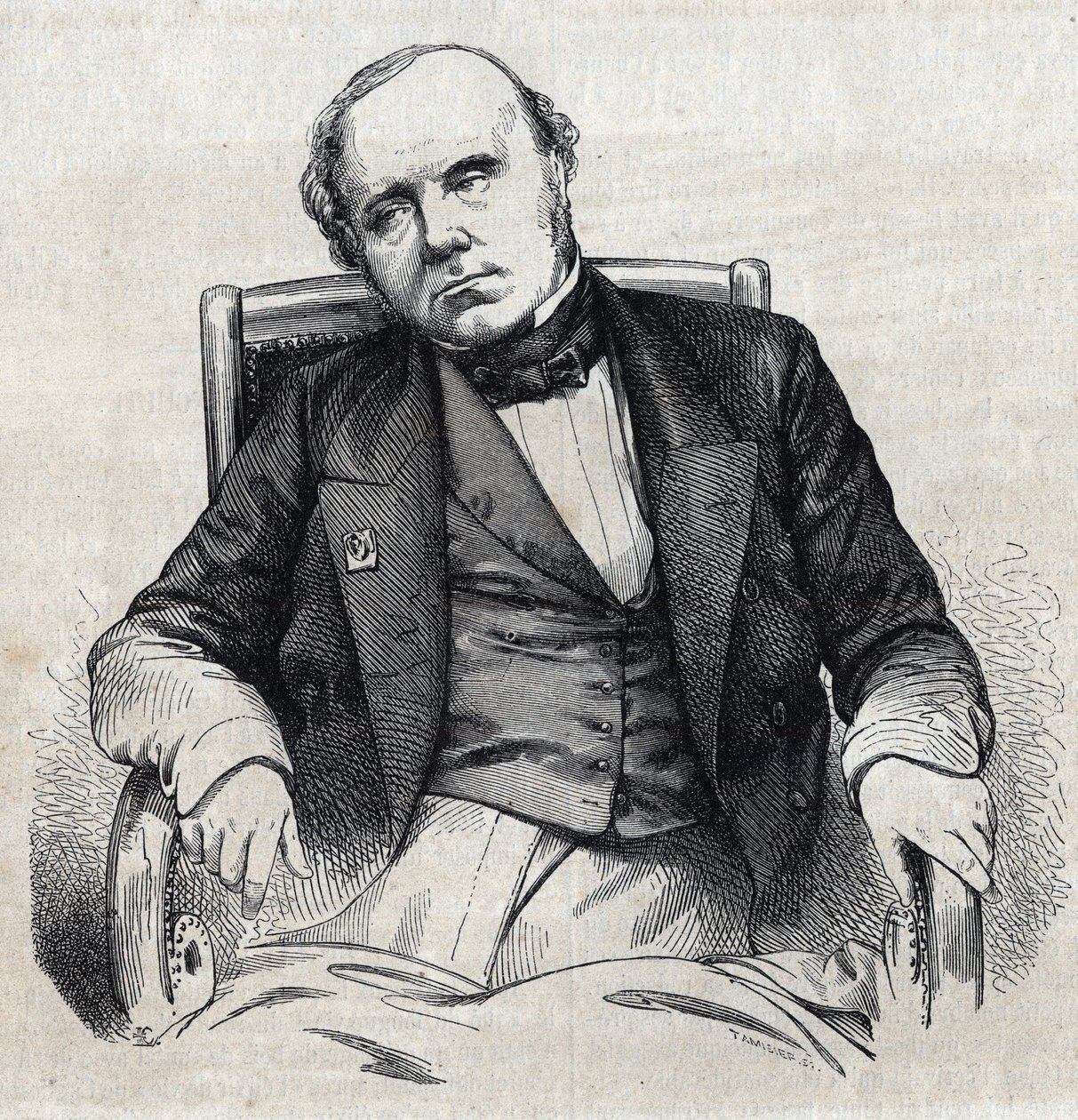 Portrett av Augustin Thierry (1795-1856), fransk historiker. Gravering av Chevignard i "" Le Magasin Picturesque"" av Edmond Lechevallier Chevignard