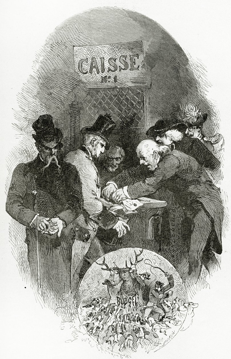 Emargement - illustrasjon fra Napoléon le Petit, 1800-tallet (bw gravering) av Edmond Morin