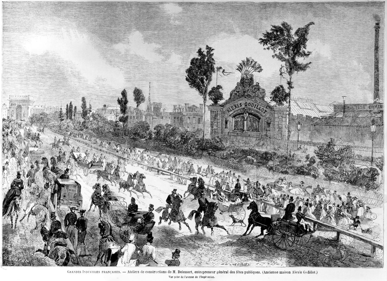 Workshops av Eugene Delessert, generaldirektør for offentlige feiringer, fra Le Monde Illustre, august 1861 av Edmond Morin