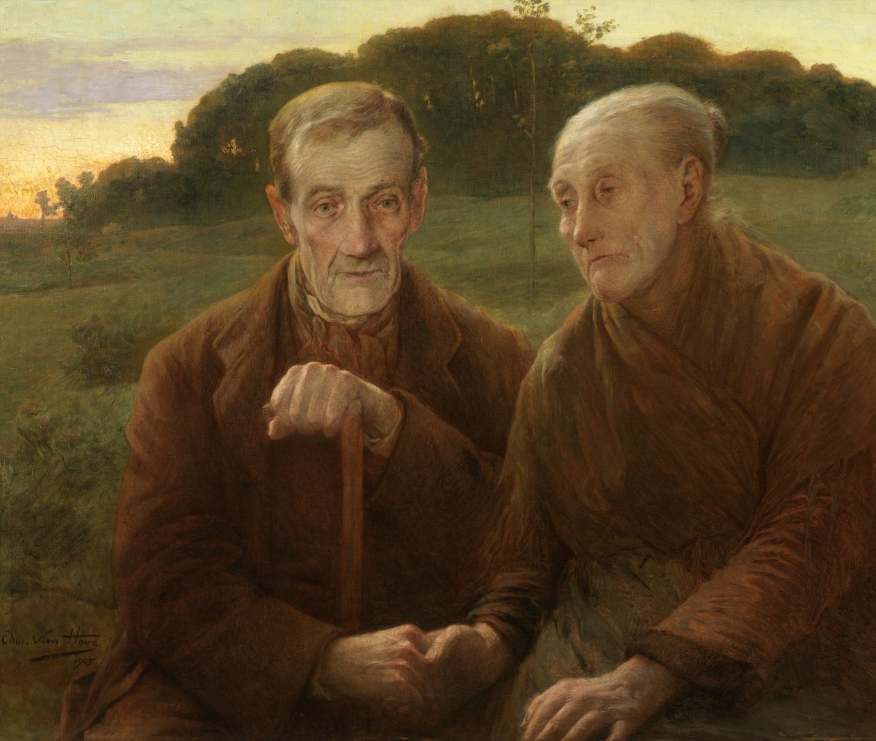 Livets solnedgang (olje på lerret) av Edmond Theodor van Hove