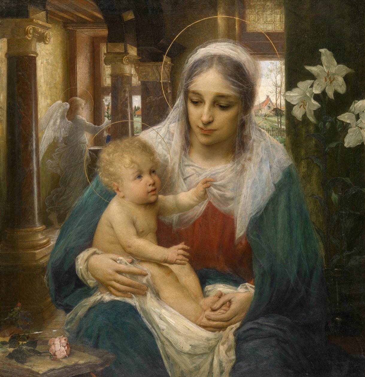 Mater Purissima (olje på panel) av Edmond Theodor van Hove