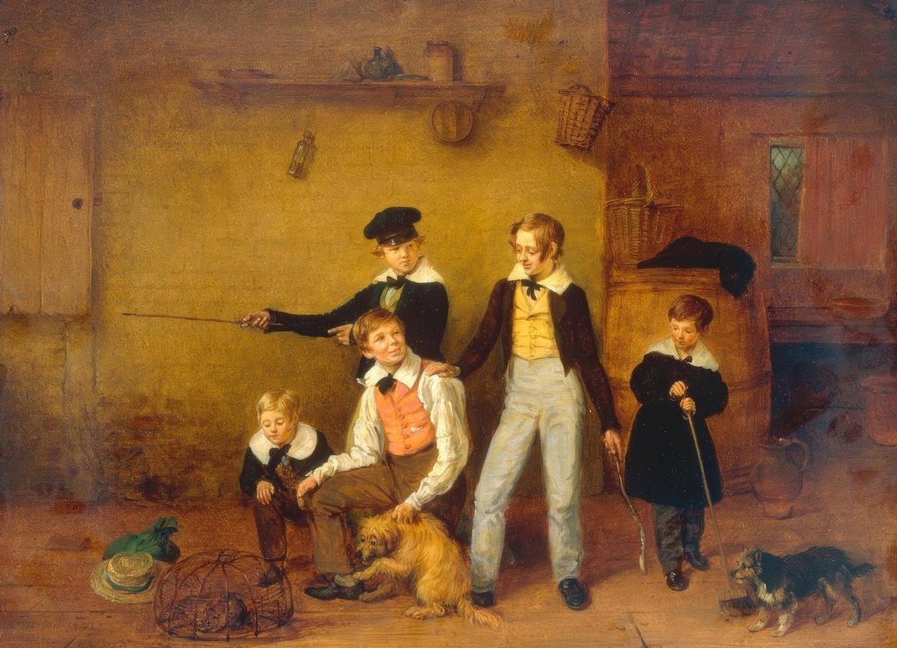 Gutter med kjæledyrene sine av Edmund Bristow