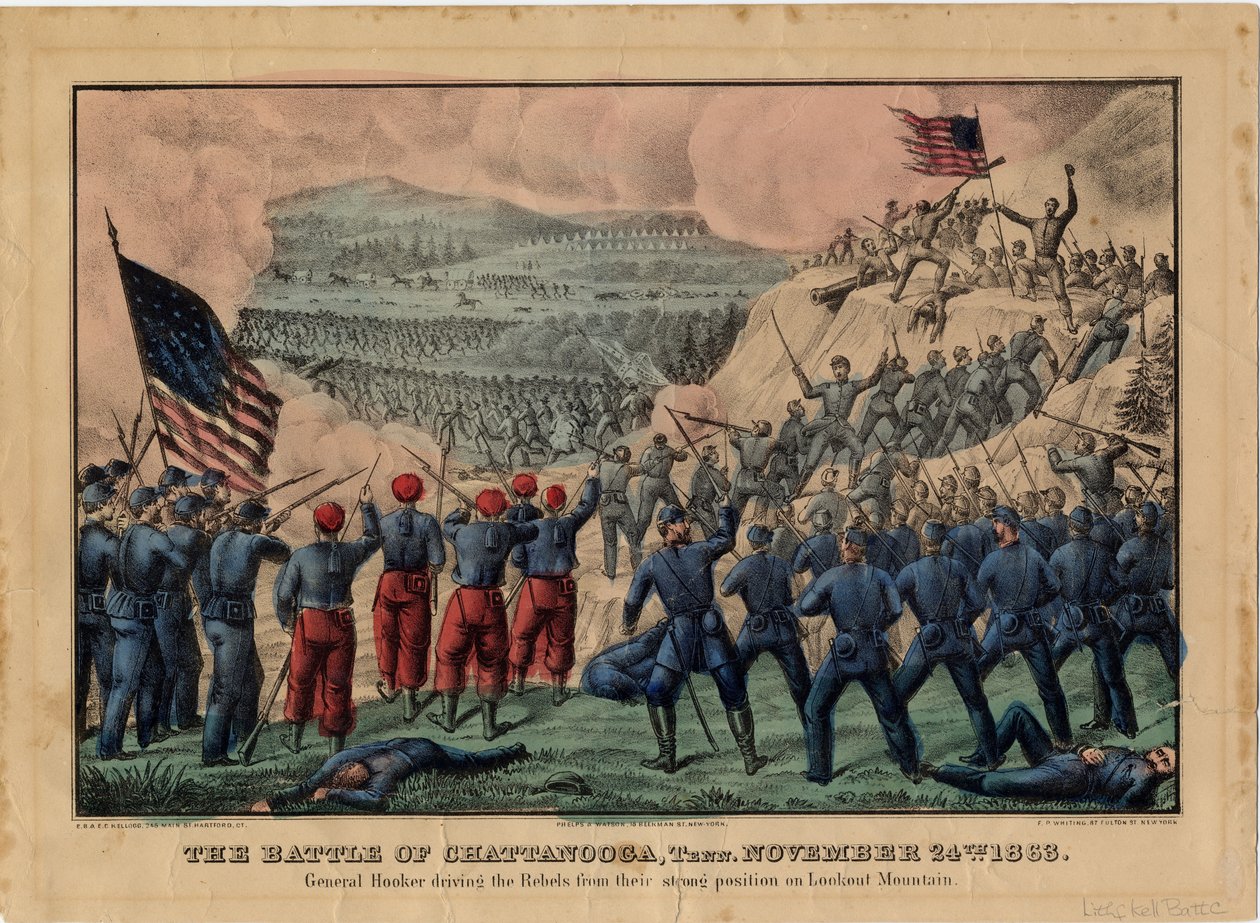 Slaget ved Chattanooga, Tennessee, 24. november 1863 av Edmund Burke Kellogg