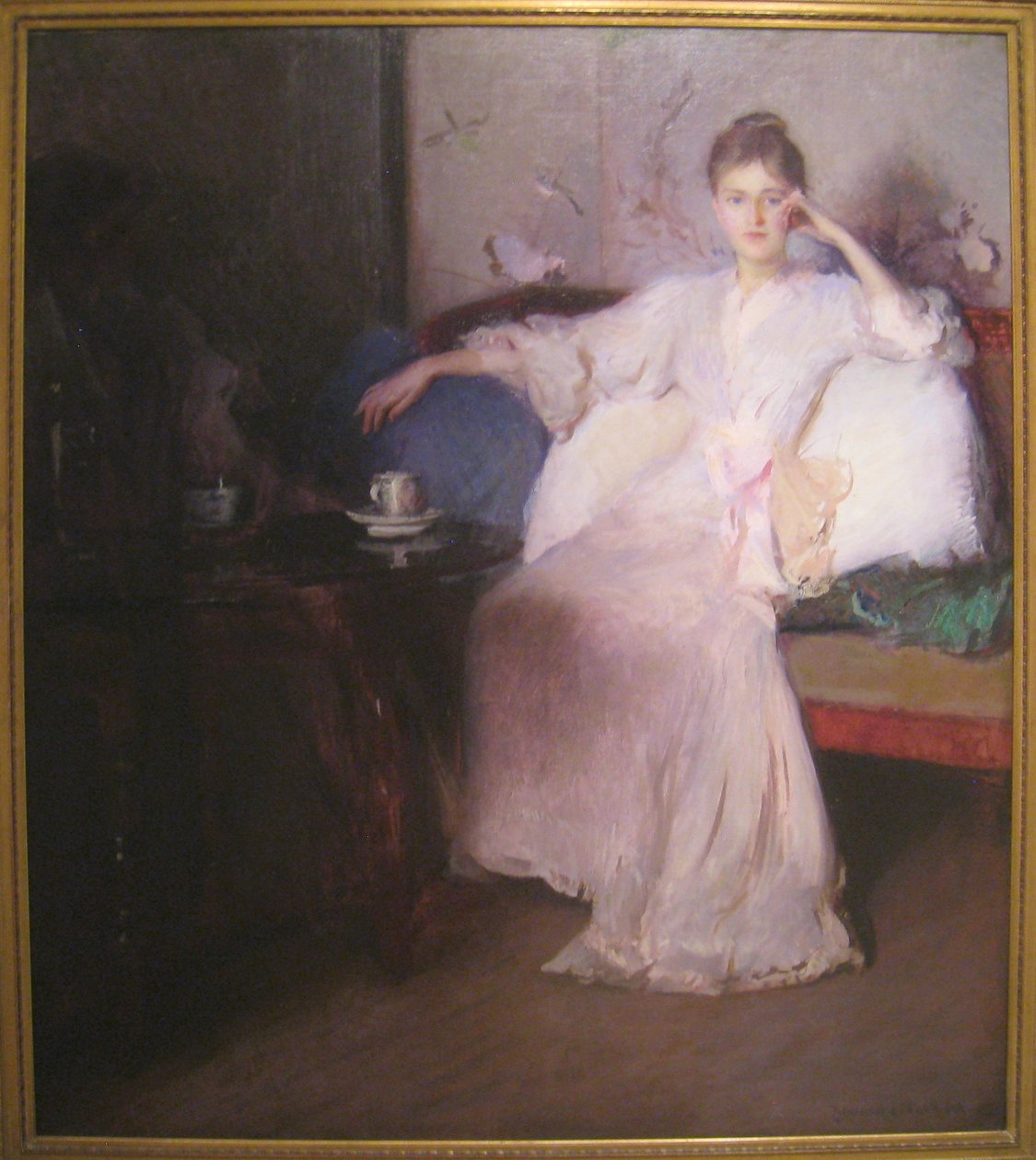 Arrangement i rosa og grå ettermiddagste av Edmund Charles Tarbell