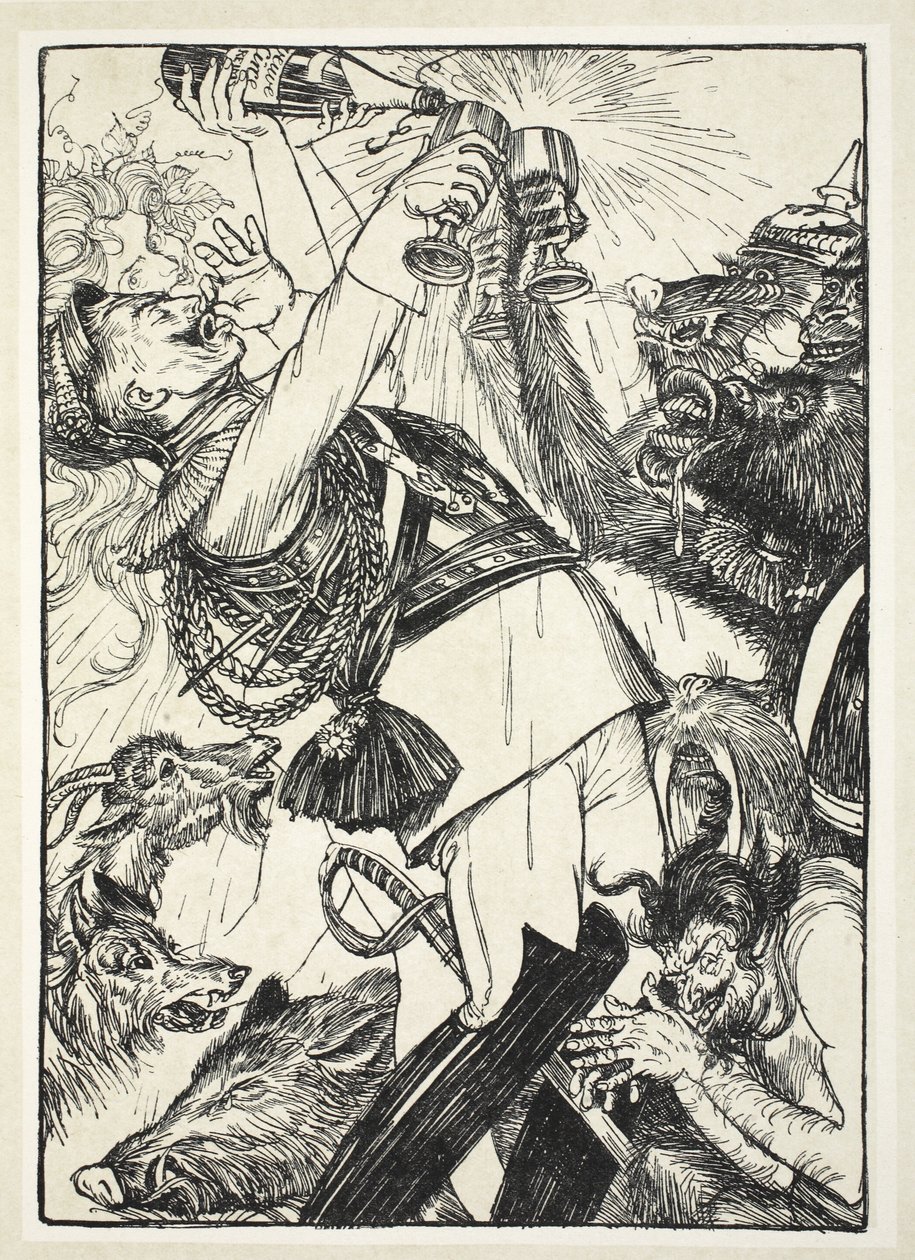 Vinen til Circe og den prøyssiske Comus, illustrasjon fra The Kaiser