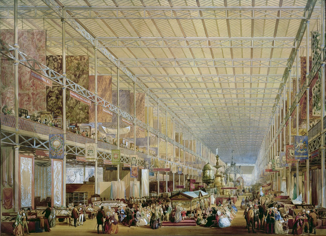 Interiør av den store utstillingen av alle nasjoner, 1851 (akvarell på papir) av Edmund Walker