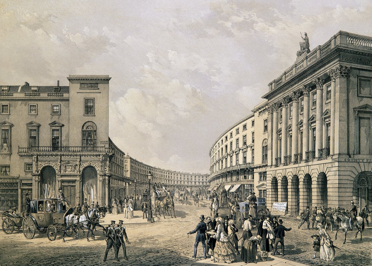 The Quadrant, Regent Street, pub. 1852 (litografi) av Edmund Walker