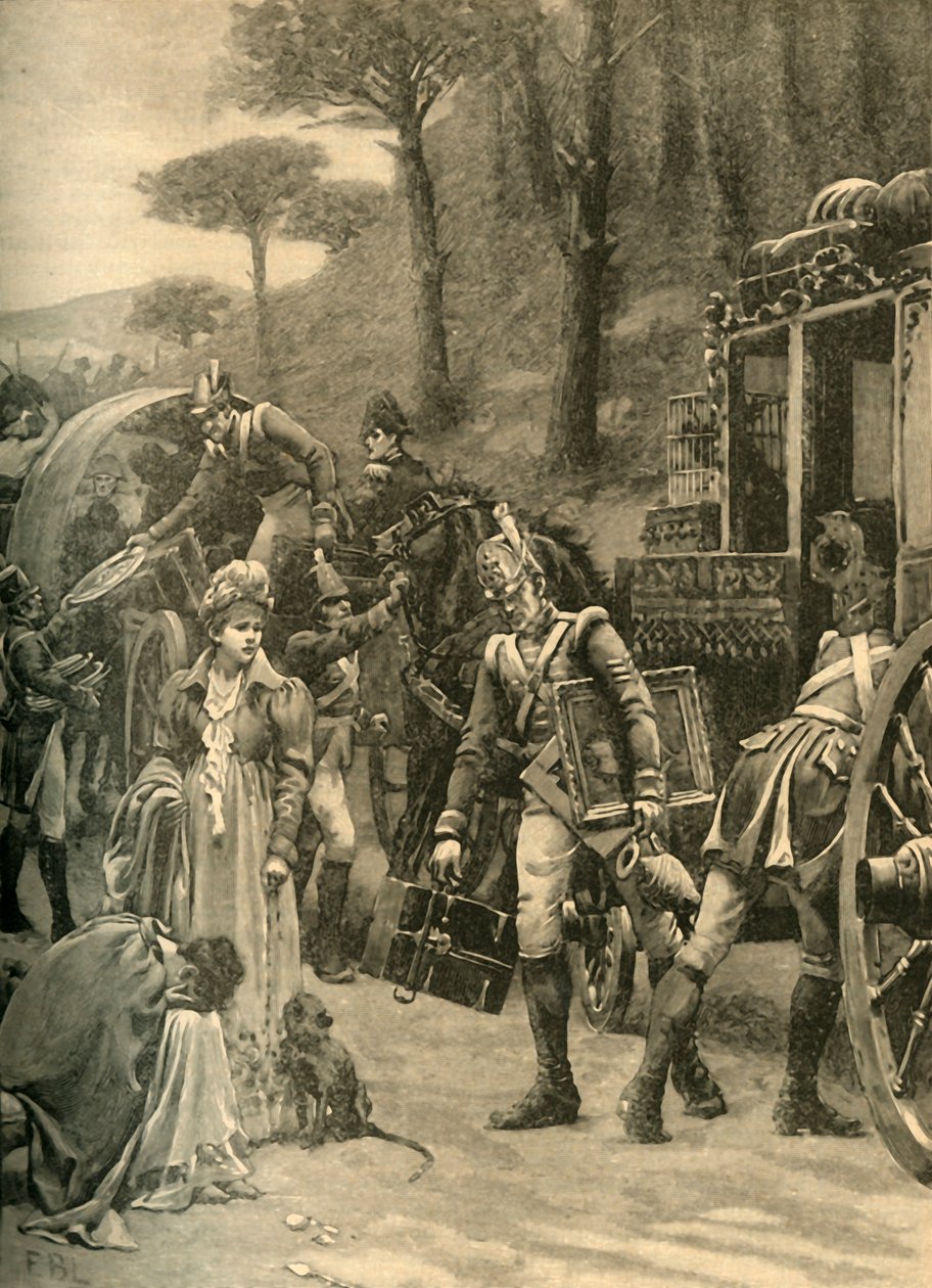 Fly av kong Joseph Bonaparte fra Vitoria, Spania, 1813 c1890. av Edmund Blair Leighton