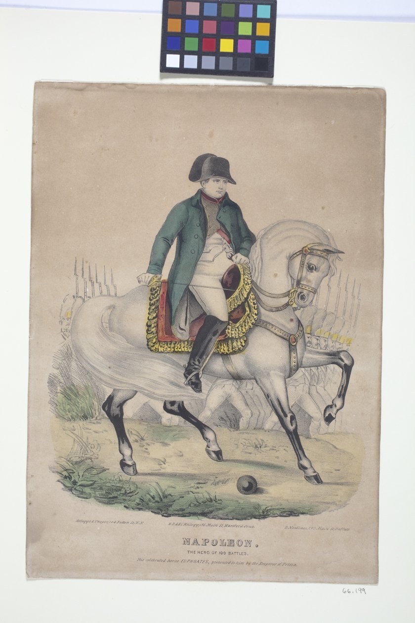 Napoleon - The Hero Of 100 Battles (håndfarget litografi) av Edmund Burke Kellogg