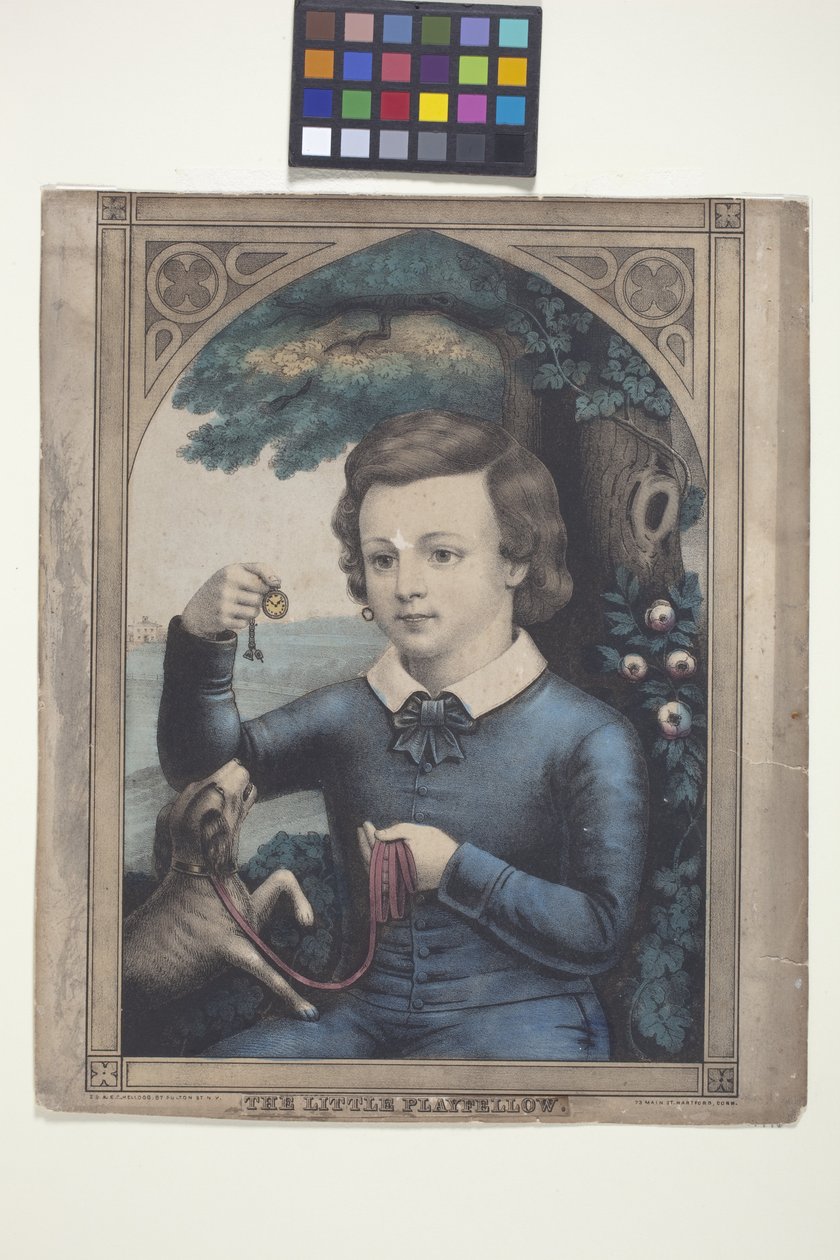 The Little Playfellow (håndfarget litografi) av Edmund Burke Kellogg