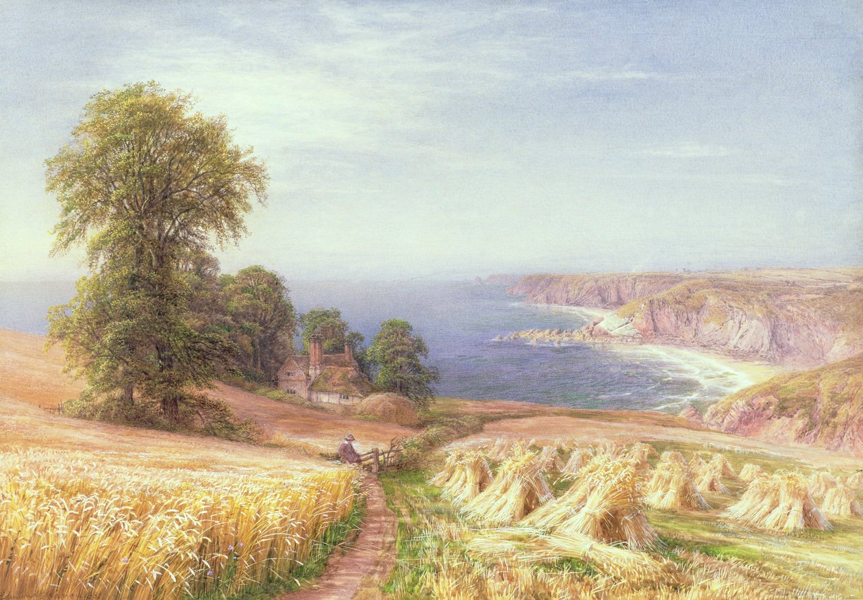Høstetid ved havet, 1881 av Edmund George Warren