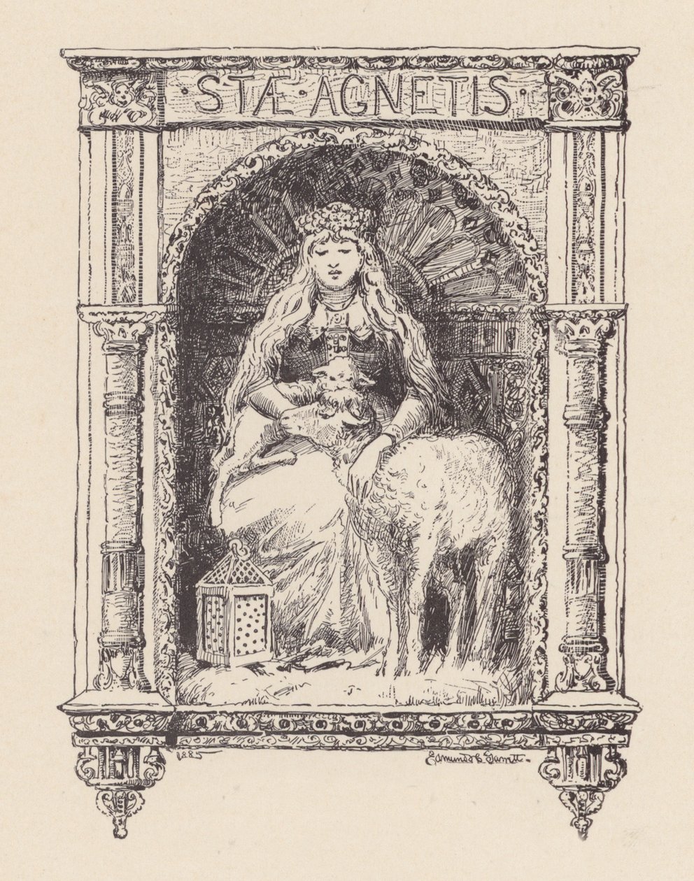 Illustrasjon til Agnes#39; aften av John Keats (lito) av Edmund Henry Garrett