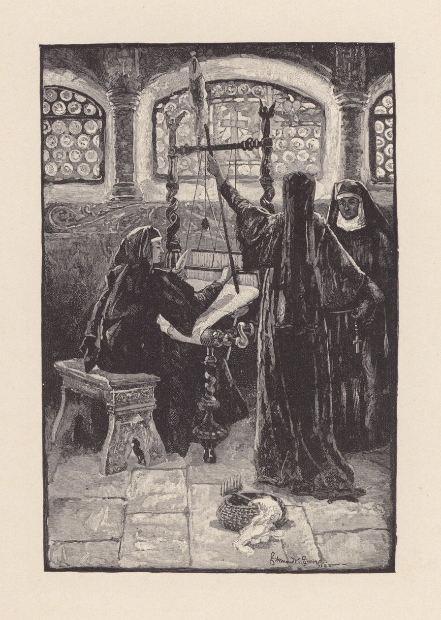 Illustrasjon til Agnes#39; aften av John Keats (lito) av Edmund Henry Garrett