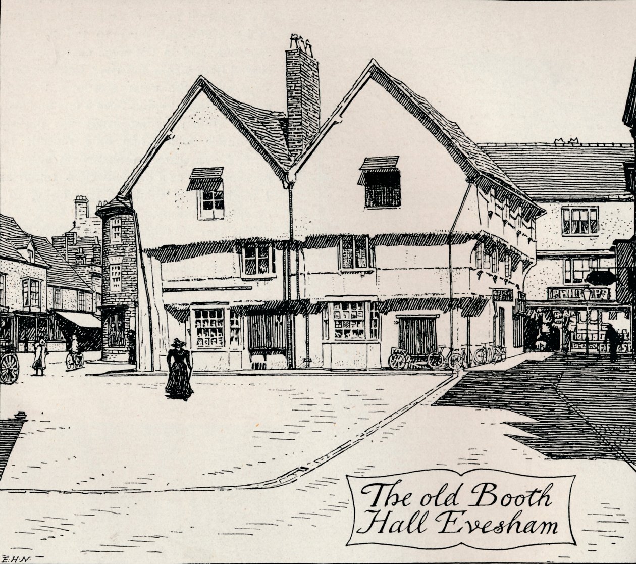Den gamle Booth Hall, Evesham, 1800-tallet av Edmund Hort New
