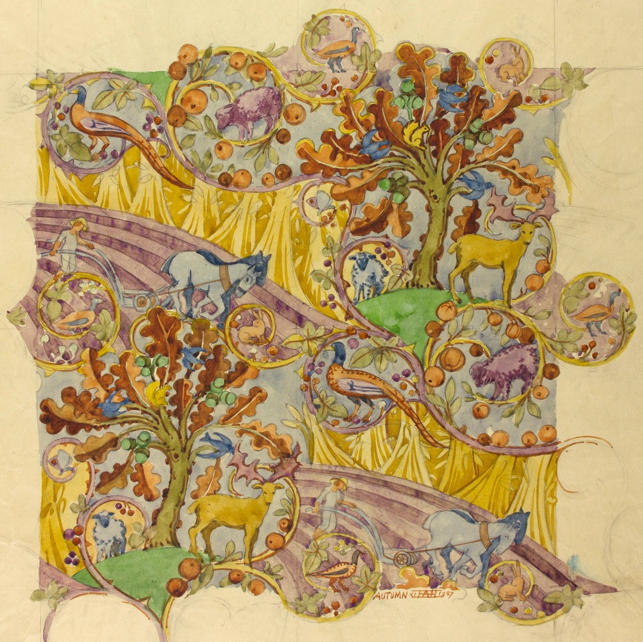 Høst, november 1927 (gouache på papir) av Edmund Hunter