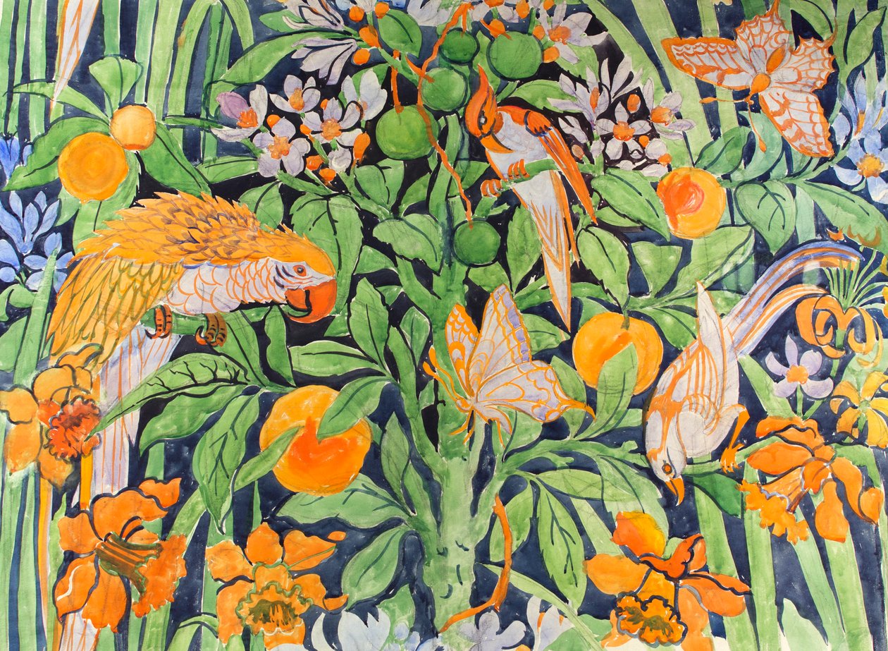 Jungle Chat c1930 (gouache på papir) av Edmund Hunter