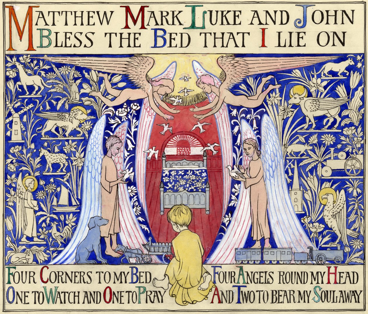 Matthew, Mark, Luke & John, ca. 1935 (gouache på papir) av Edmund Hunter