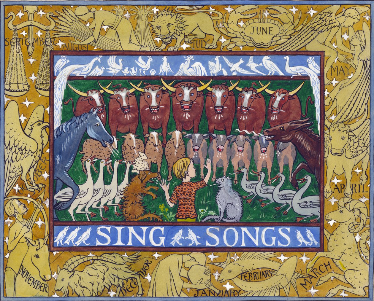 Sing Songs, ca. 1935 (gouache på papir) av Edmund Hunter