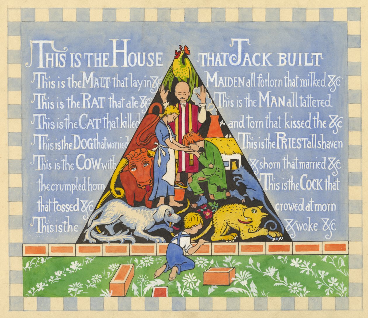 Huset som Jack bygde, ca. 1935 (gouache på papir) av Edmund Hunter