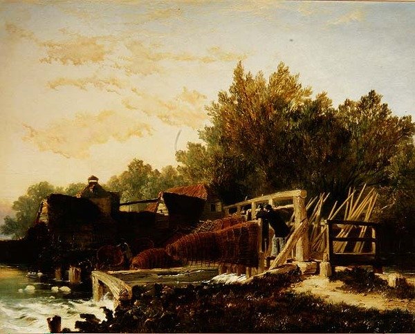 Bucks skadet av flom, Mapledurham, Berks, Morning av Edmund John Niemann