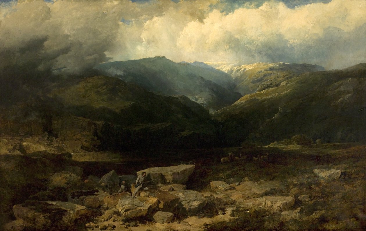 Deer Stalking in the Highlands, a Quiet Shot, 1860 av Edmund John Niemann