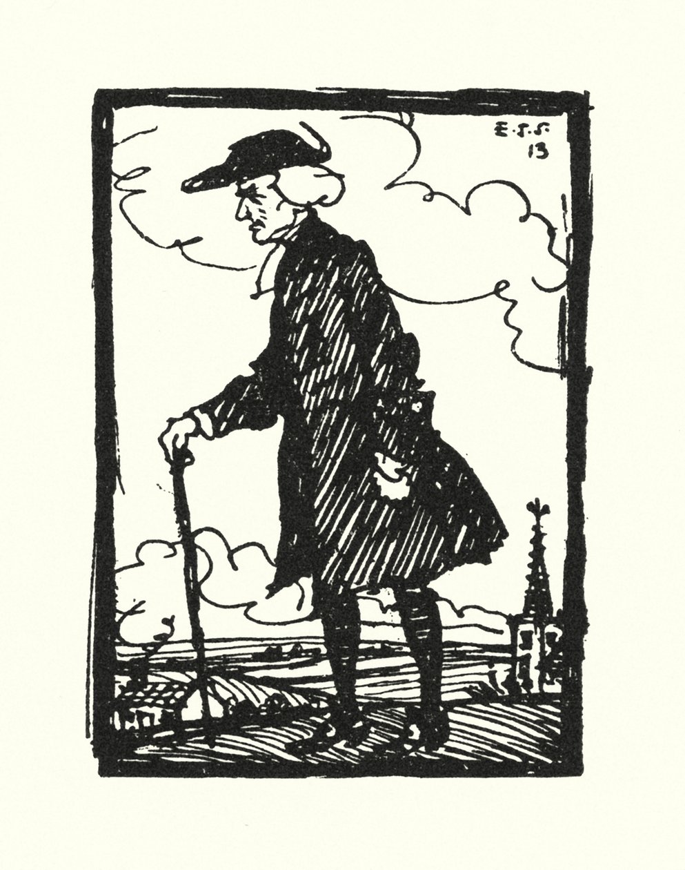 Illustrasjon for The Vicar of Wakefield av Oliver Goldsmith (farge litho) av Edmund Joseph Sullivan